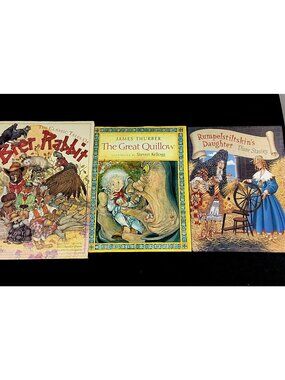 Lot of 3 Childrens Story Books Rumpelstiltskin Great Quillow Brer Rabbit